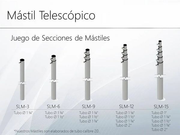 Mástil Telescópico de 9 m (Requiere accesorios de Instalación) SLM-9 - SILYMX