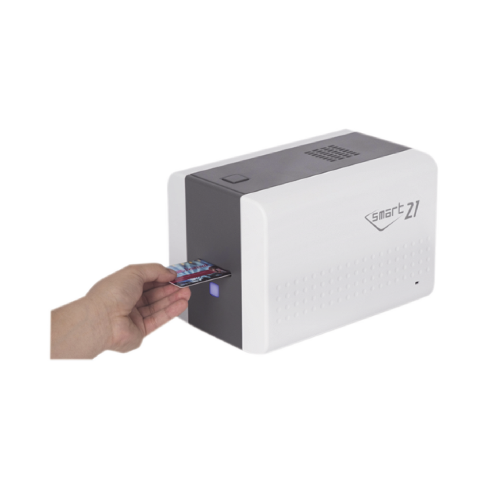 Impresora de Tarjetas Semi-automática SMART21 Ingreso de Tarjetas Manual/Incluye Ribbon, Software y 100 Tarjetas PVC SMART21SK - SILYMX