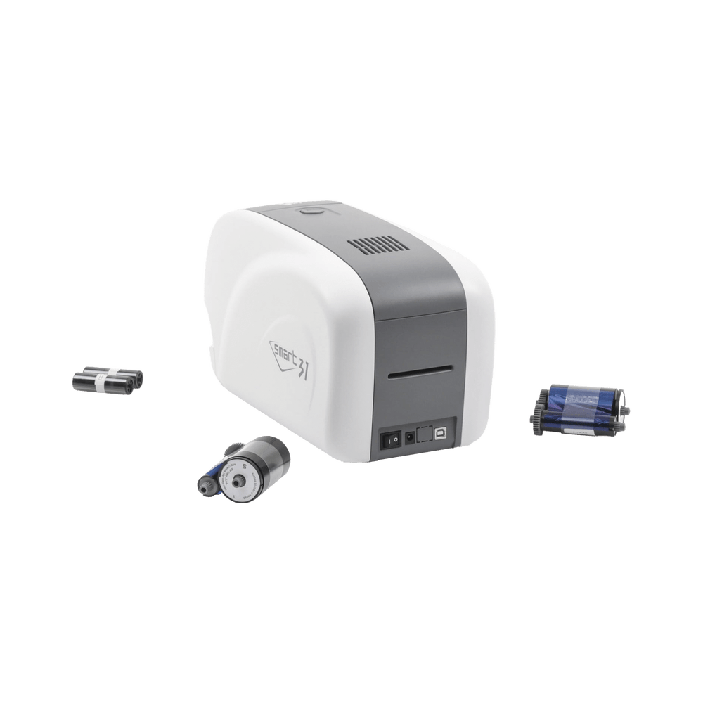 Kit Impresora de tarjetas PVC Una Cara 2 x Ribbons, 100 Tarjetas PVC, Software, Kit Limpieza, Garantia 3 Años, Mascara de Seguridad SMART31-SK - SILYMX