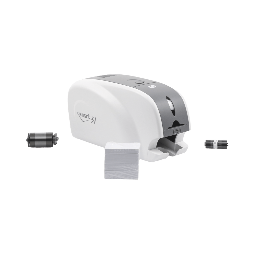 Kit Impresora de tarjetas PVC Una Cara 2 x Ribbons, 100 Tarjetas PVC, Software, Kit Limpieza, Garantia 3 Años, Mascara de Seguridad SMART31-SK - SILYMX
