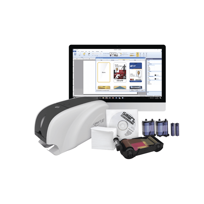 Kit Impresora de tarjetas PVC Una Cara 2 x Ribbons, 100 Tarjetas PVC, Software, Kit Limpieza, Garantia 3 Años, Mascara de Seguridad SMART31-SK - SILYMX