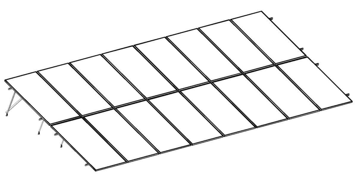 Montajes para Paneles SolaresALUMINEXTNXT-SM2X8-1135Kit Montaje Vertical 16 Paneles Solares 2x8 20° hasta 1135mm ALUMINEXT NXT - SM2X8 - 1135 - SILYMX