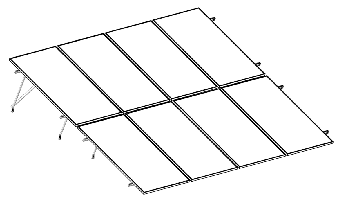Montajes para Paneles SolaresALUMINEXTNXT-SM2X4-1303Kit Montaje Solar 8 Paneles Verticales 2x4 20° 1303mm Aluminio ALUMINEXT NXT - SM2X4 - 1303 - SILYMX