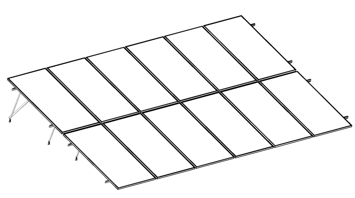 Montajes para Paneles SolaresALUMINEXTNXT-SM2X6-1303Kit Montaje Solar Vertical 12 Paneles 2x6 Inclinación 20° Altura 1303mm Aluminext NXT - SM2X6 - 1303 - SILYMX