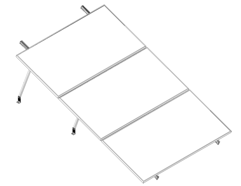 Montajes para Paneles SolaresALUMINEXTNXT-SMH3-1303Kit Montaje Solar Horizontal 3 Paneles 1 Fila 20° 1303mm Aluminext NXT - SMH3 - 1303 - SILYMX