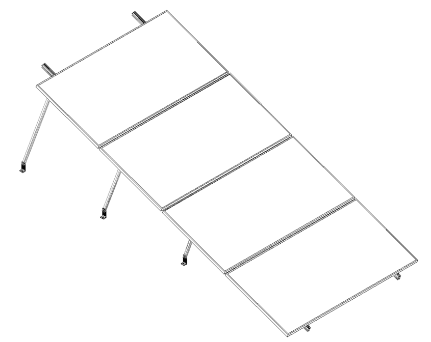 Montajes para Paneles SolaresALUMINEXTNXT-SMH4-1303Kit Montaje Solar Horizontal 4 Paneles 1 Fila 20° 1303mm Aluminio ALUMINEXT NXT - SMH4 - 1303 - SILYMX