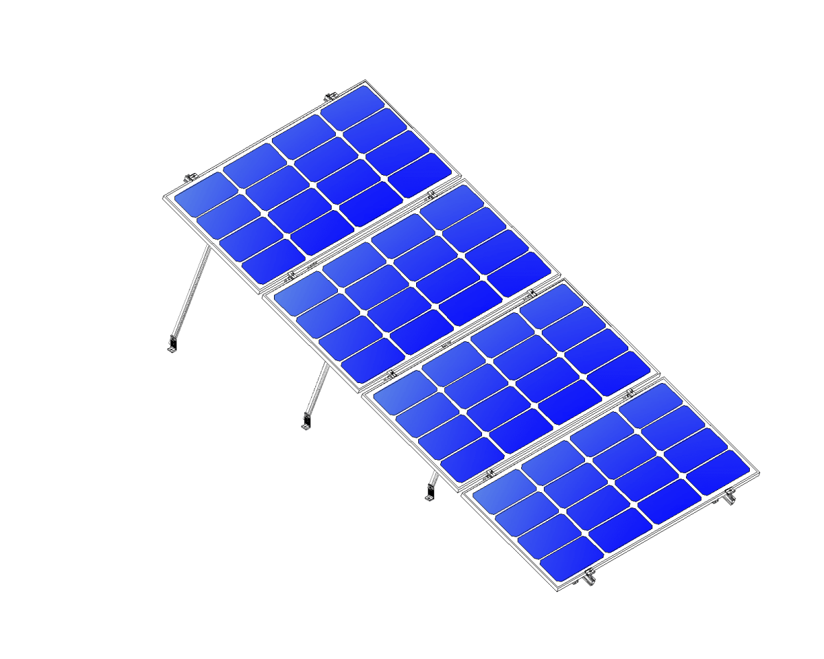 Montajes para Paneles SolaresALUMINEXTNXT-SMH4-1135-RKit Montaje Reforzado 4 Paneles Solares Horizontal 1 Fila 20° 1135mm ALUMINEXT NXT - SMH4 - 1135 - R - SILYMX