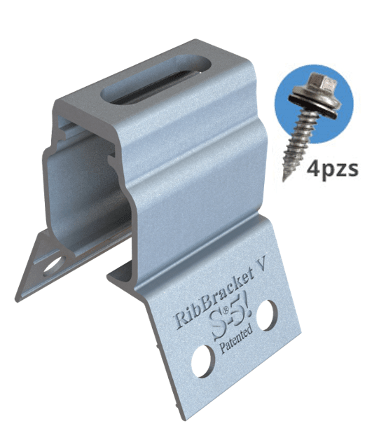 Montajes para Paneles SolaresS - 5S-5-RibBracket-VAbrazadera Lámina Trapezoidal RibBracket V Aluminio S - 5 S - 5 - RibBracket - V - SILYMX