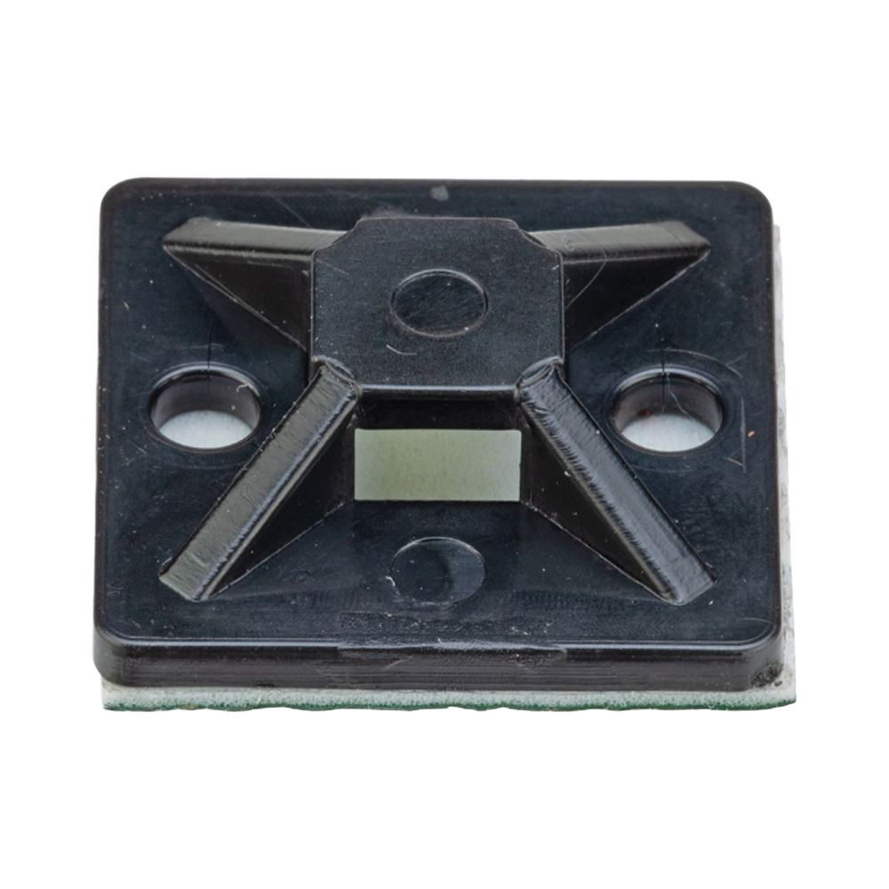 Montaje Sujetador Adhesivo STRONGHOLD de 4 Vías de 1" x 1" x 1/4" Color Negro Nylon 6.6 Retardante de Llamas V-2 Paquete de 100 pz SMP16A-C0 - SILYMX