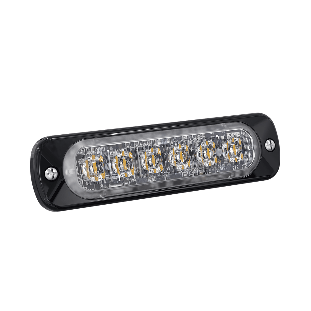 Luz Auxiliar de 6 LED Roja Bisel Negro Lente Transparente - SILYMX
