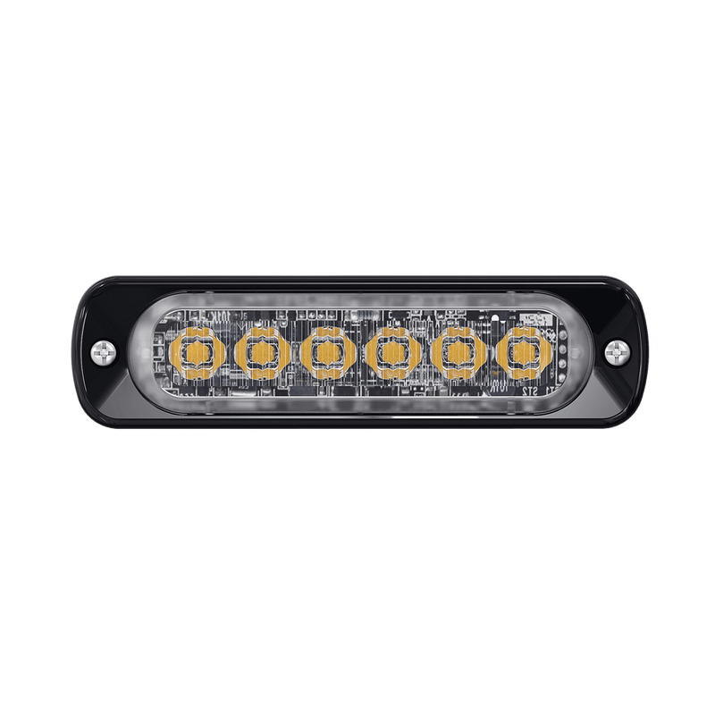 Luz Auxiliar de 6 LED Roja Bisel Negro Lente Transparente - SILYMX
