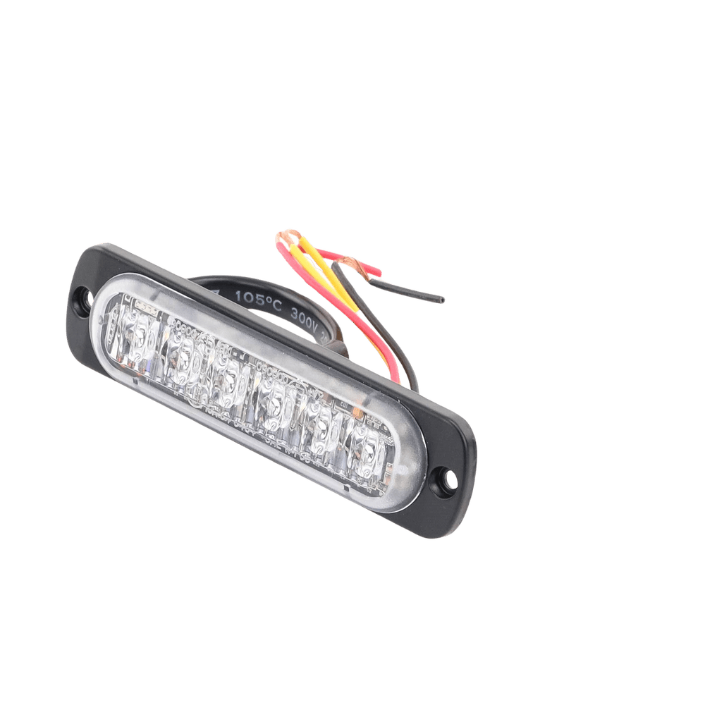 Luz Auxiliar de 6 LED Roja Bisel Negro Lente Transparente - SILYMX
