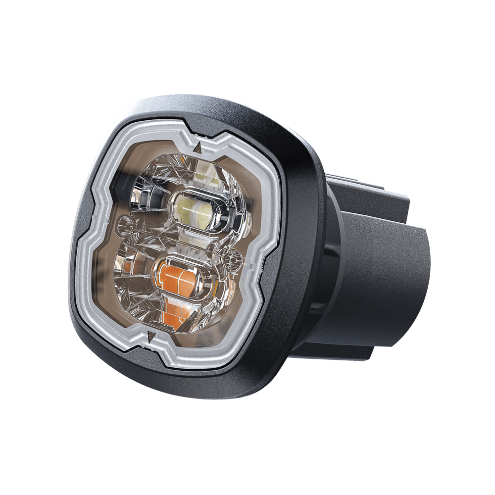 Estrobo Oculto, 6 LED, rojo azul SAE Clase I Empotrable, lente transparente - SILYMX