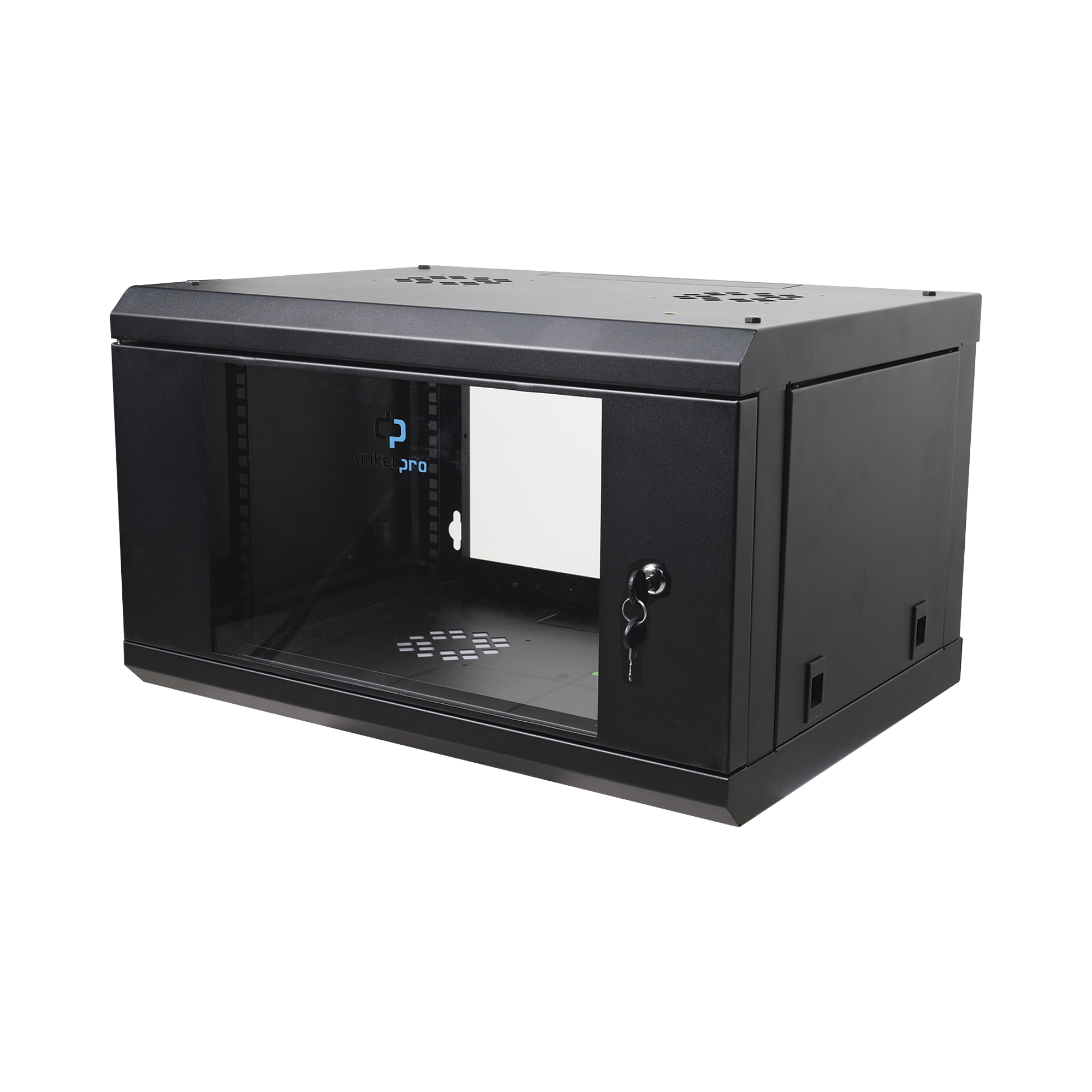 Gabinete de Pared 6U LINKEDPRO SR-1906-LH3G | Rack 19” con Puerta de Cristal Templado, Acero Reforzado, 455 mm de Profundidad