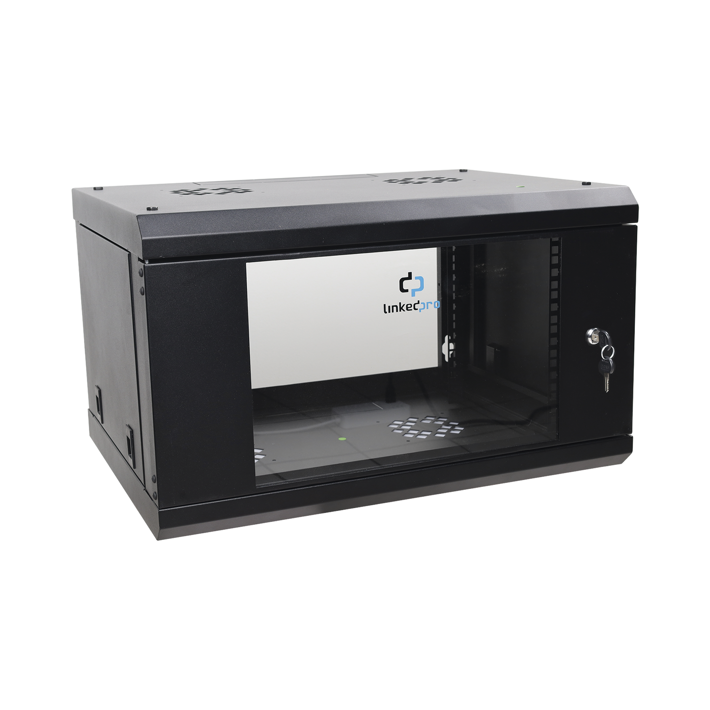Gabinete de Pared 6U LINKEDPRO SR-1906-LH3G | Rack 19” con Puerta de Cristal Templado, Acero Reforzado, 455 mm de Profundidad