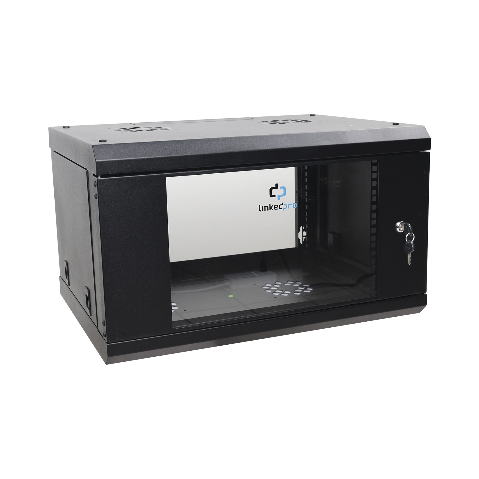 Gabinete de Pared 6U LINKEDPRO SR-1906-LH3G | Rack 19” con Puerta de Cristal Templado, Acero Reforzado, 455 mm de Profundidad