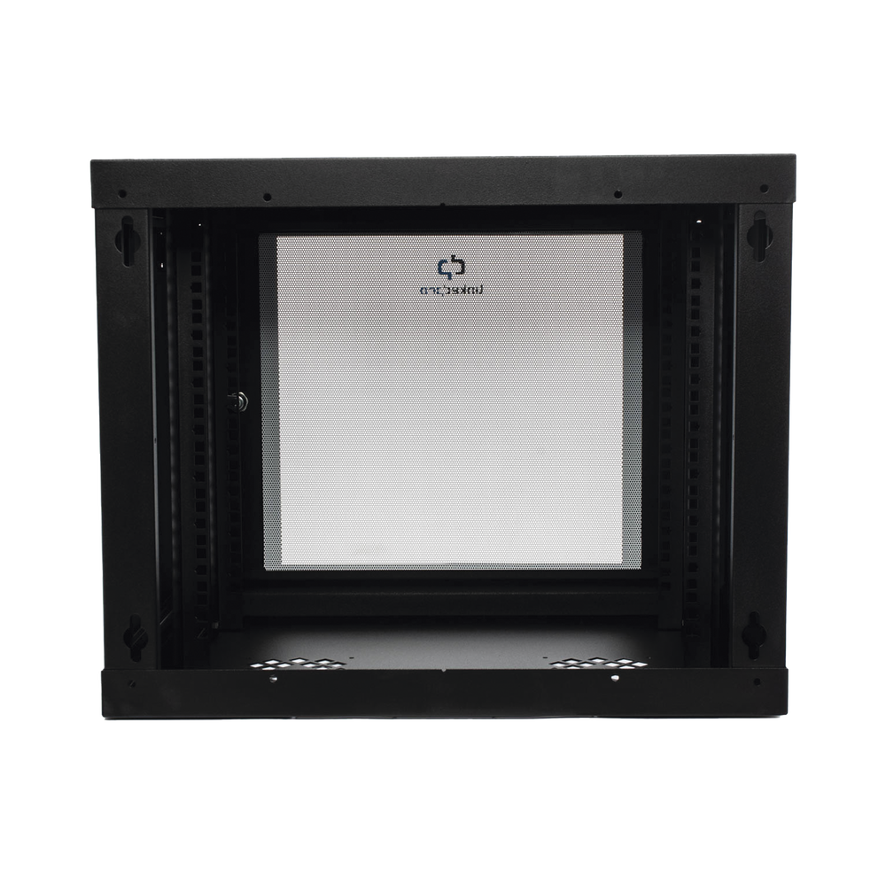 Gabinete de Pared de 9U con Puerta de Cristal Templado 479.5 mm de Profundidad Rack de 19'' Acero Reforzado Gris Mate SR1909LH3GW - SILYMX