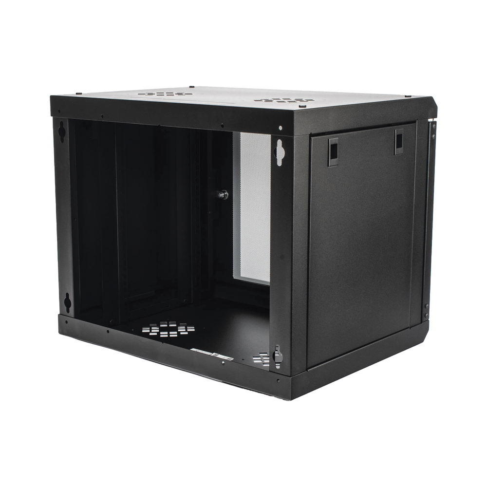 Gabinete de Pared de 9U con Puerta de Cristal Templado 479.5 mm de Profundidad Rack de 19'' Acero Reforzado Gris Mate SR1909LH3GW - SILYMX