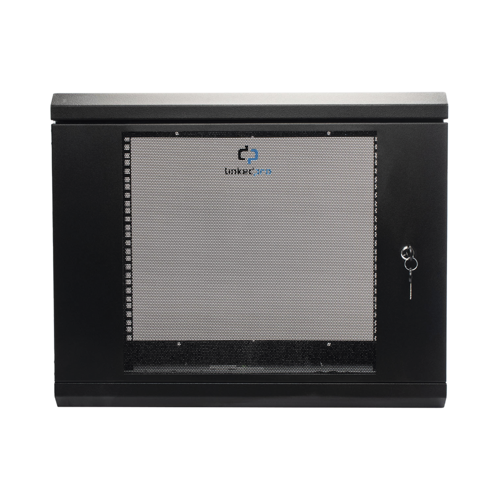 Gabinete de Pared de 9U con Puerta de Cristal Templado 479.5 mm de Profundidad Rack de 19'' Acero Reforzado Gris Mate SR1909LH3GW - SILYMX