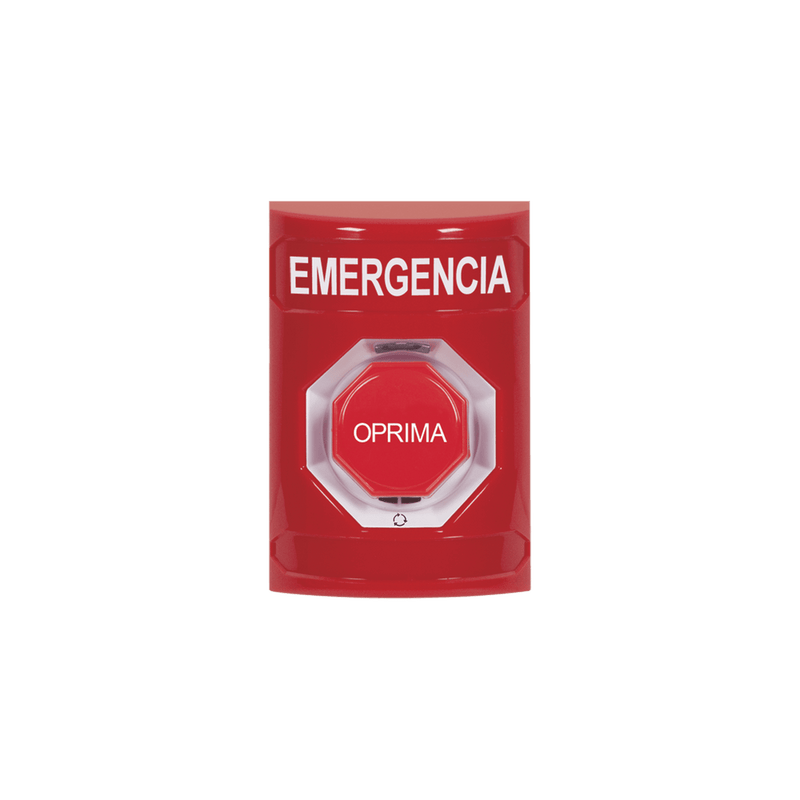 Botón de Emergencia Texto en Español Color Rojo Acción Mantenida Girar para Restablecer y LED Multicolor SS2009EM-ES - SILYMX