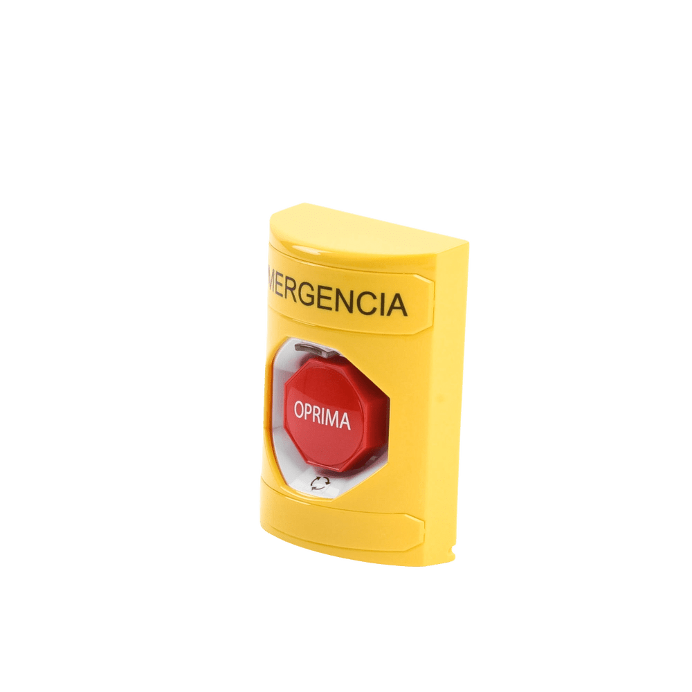 Botón de Emergencia en Español Color Amarillo Acción Mantenida Girar para Restablecer y LED Multicolor SS2209EM-ES - SILYMX