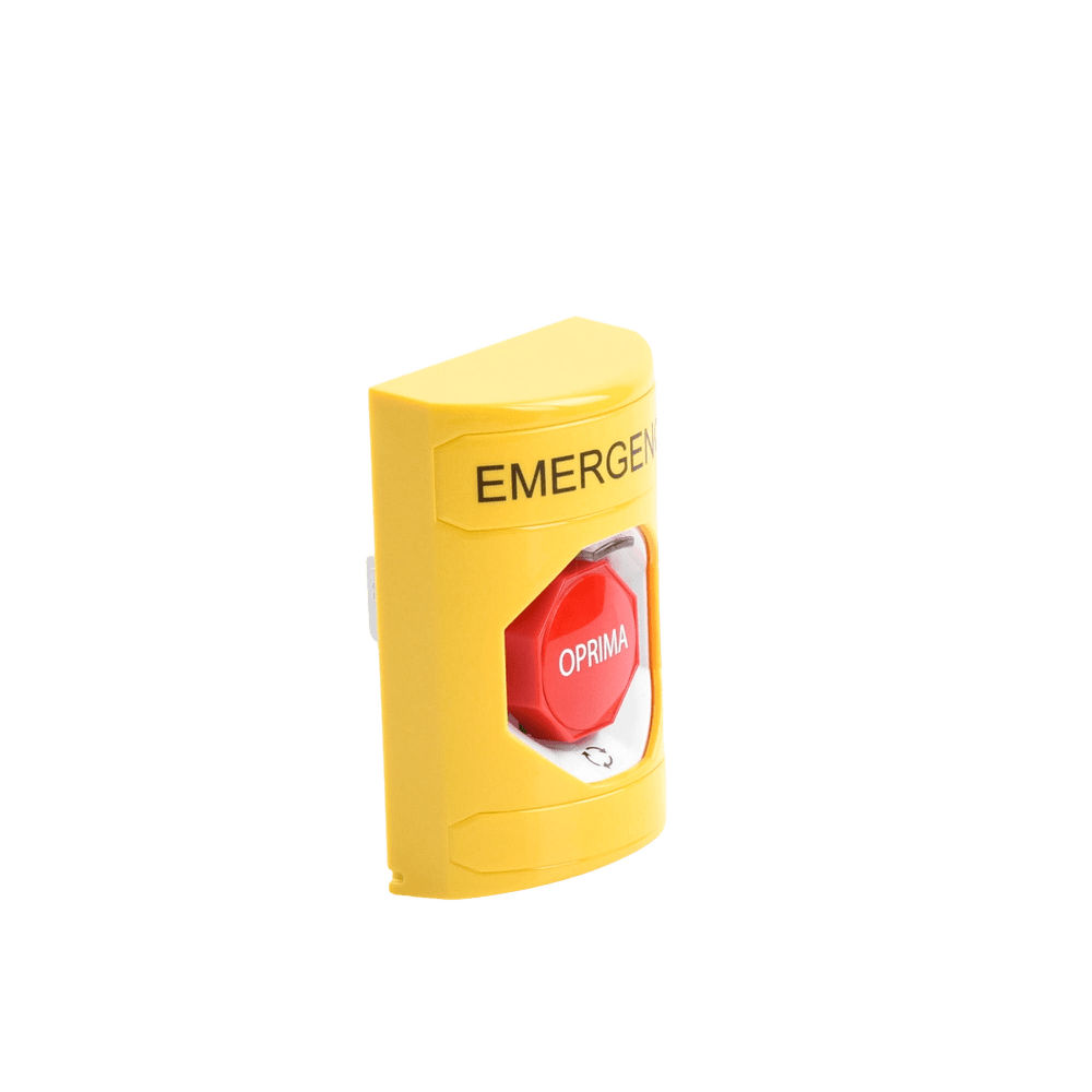 Botón de Emergencia en Español Color Amarillo Acción Mantenida Girar para Restablecer y LED Multicolor SS2209EM-ES - SILYMX