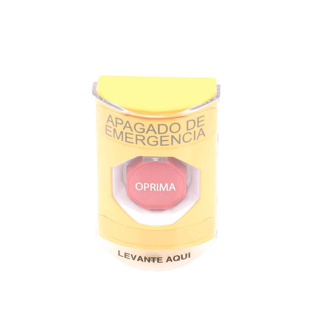 Botón de Apagado de Emergencia Texto en Español Tapa Protectora de Policarbonato Súper Resistente Restablecimiento con Llave SS2222PO-ES - SILYMX