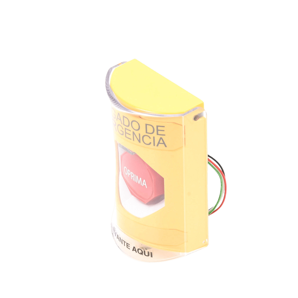 Botón de Apagado de Emergencia Texto en Español Tapa Protectora de Policarbonato Súper Resistente Restablecimiento con Llave SS2222PO-ES - SILYMX