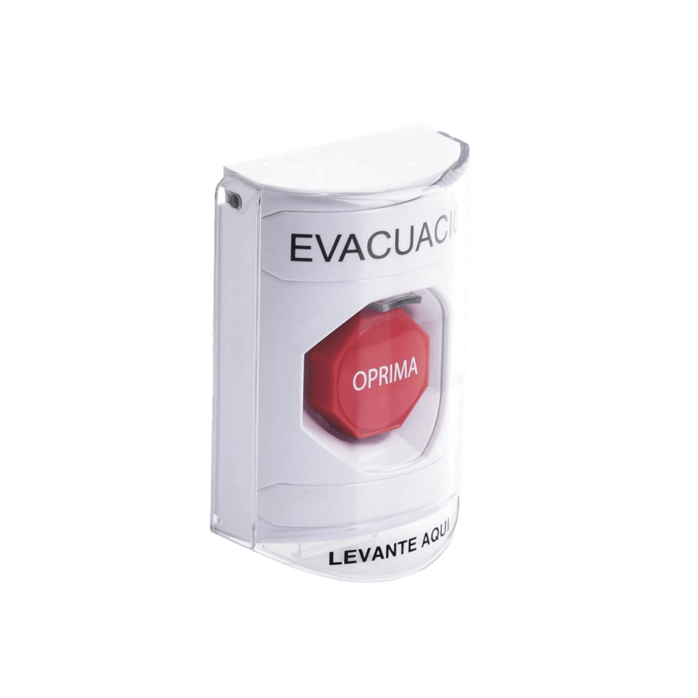 Botón de Evacuación Cubierta de Policarbonato Súper Resistente de Superficie con Espaciador Restablecimiento con Llave Con Bocina de Advertencia SS2382EV-ES - SILYMX