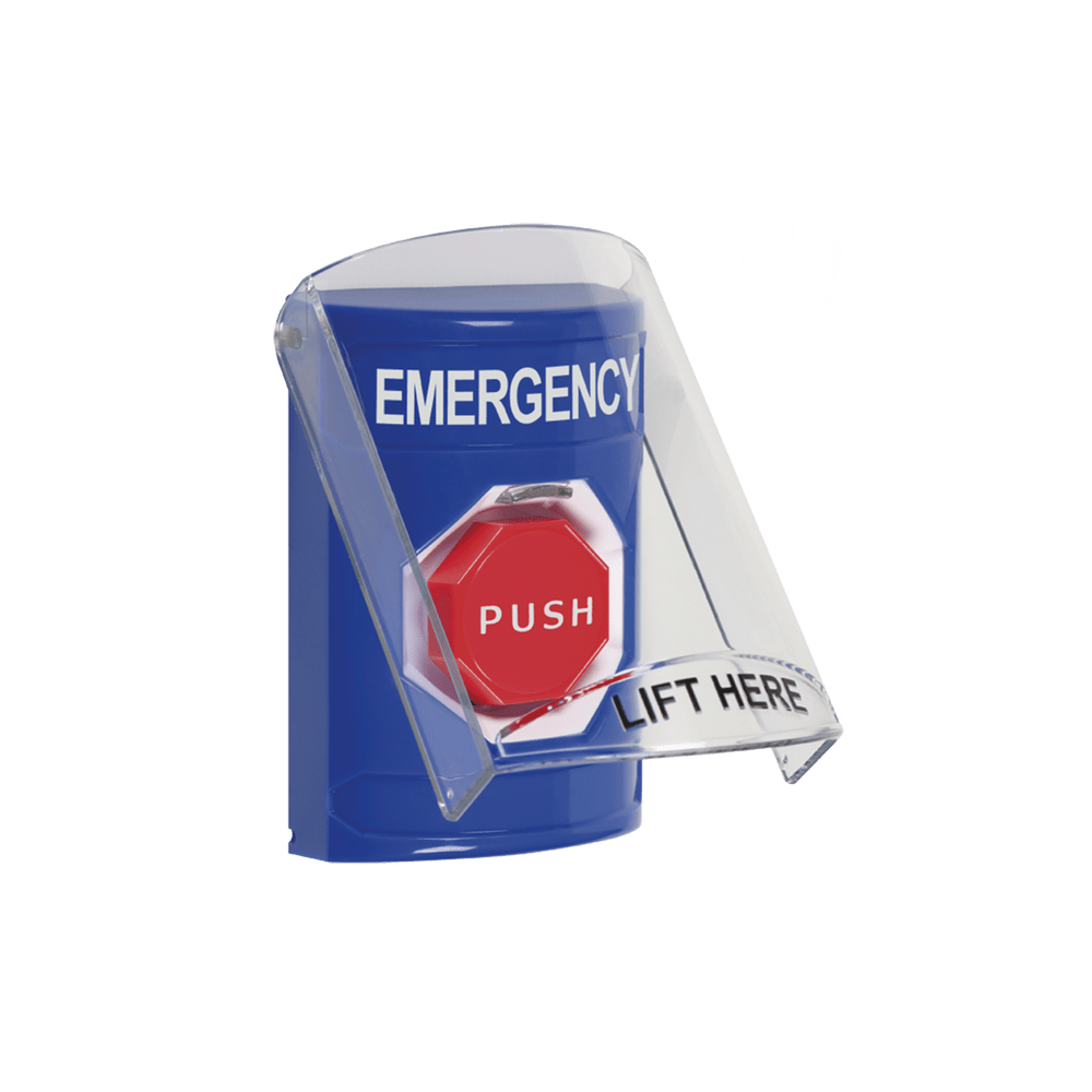 Botón De Emergencia Con Bocina De Advertencia IntegradaSolo Interior Texto En Inglés Tapa Protectora De Policarbonato Súper Resistente Llave Para Restablece - SILYMX