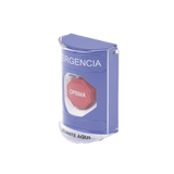 Botón Multipropósito Color Azul De Superficie Con Tapa De Policarbonato Con Bocina Para Interior Llave Para Restablecer Texto De Emergencia Español SS24A2EM-ES - SILYMX