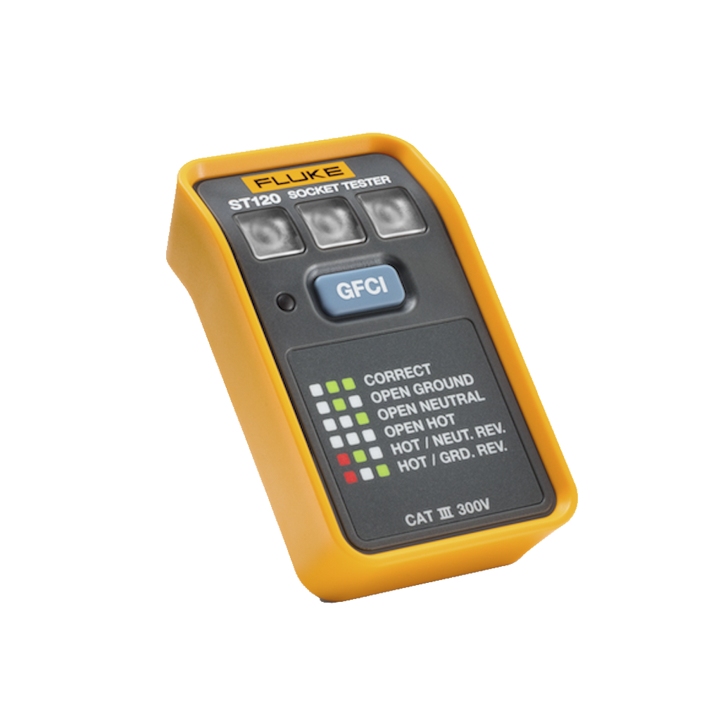 Probador de Tomacorriente Eléctrico Estándar o GFCI Con LEDs de Alto Brillo y Gráfico Incluido Para Verificar Rápida y Fácilmente el Cableado ST120 - SILYMX