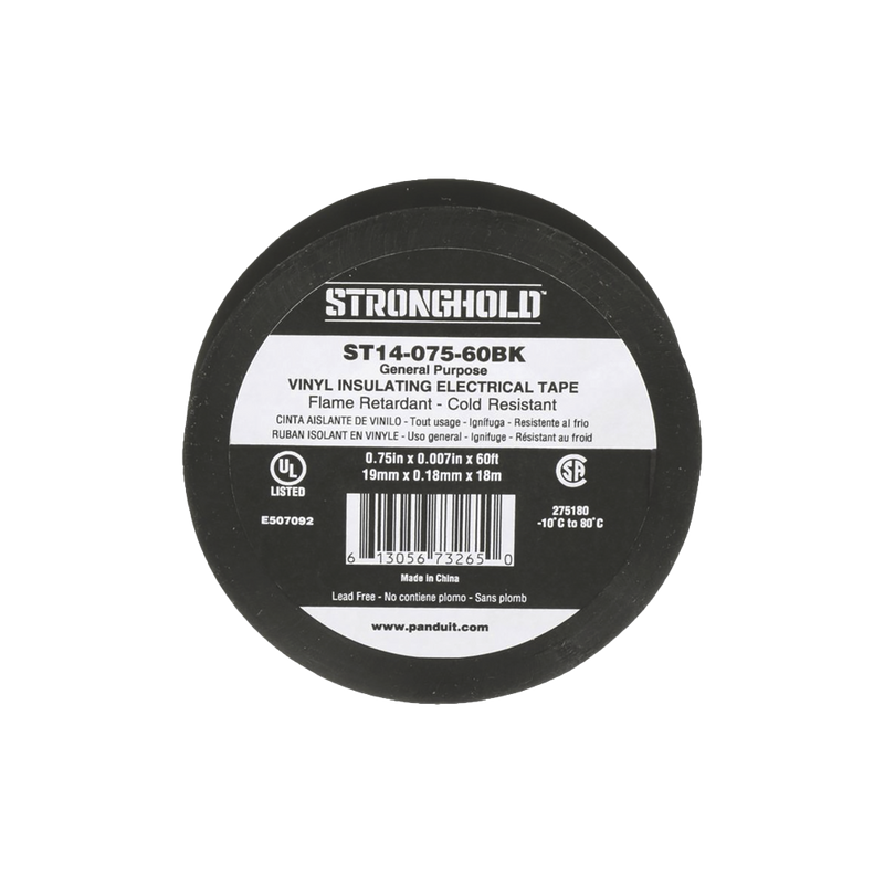 Cinta Eléctrica Para Aislar De Pvc Uso General Grosor De 0.18Mm (7 Mil) Ancho De 19Mm Y 18M De Largo Color Negro ST14-075-60BK - SILYMX