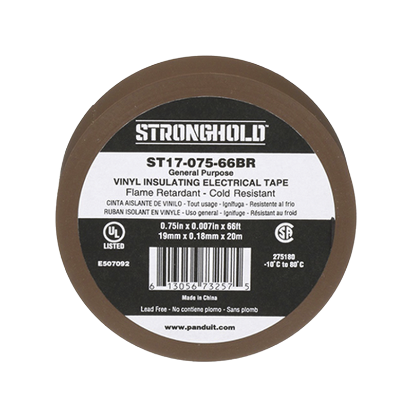 Cinta Eléctrica para Aislar de PVC Uso General Grosor de 0.18mm 7 mil Ancho de 19mm y 20.12m de Largo Color Café ST17-075-66BR - SILYMX