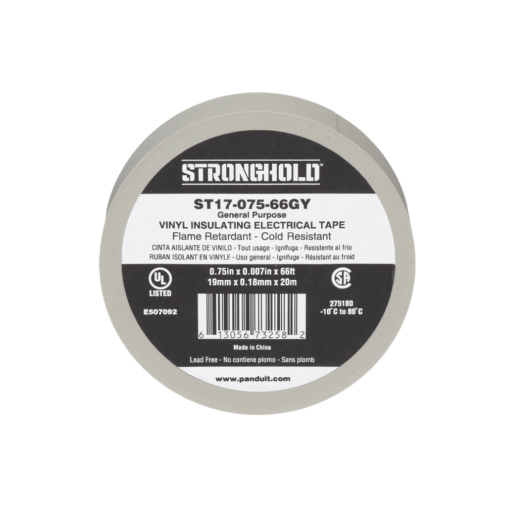 Cinta Eléctrica para Aislar de PVC Panduit Ancho de 19mm y 20.12m de Largo Color Gris ST17-075-66GY - SILYMX