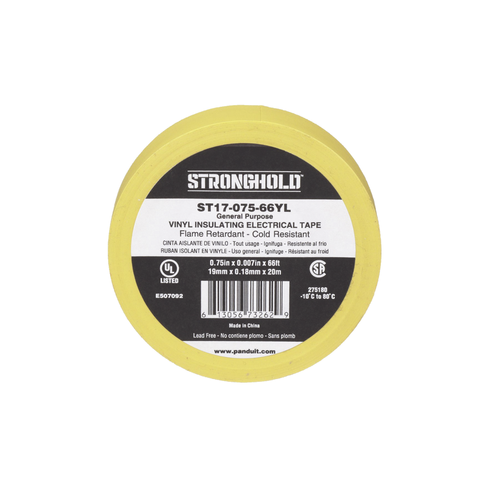 Cinta Eléctrica STRONGHOLD para Aislar, de PVC 20.12m de Largo Color Amarillo ST17-075-66YL - SILYMX