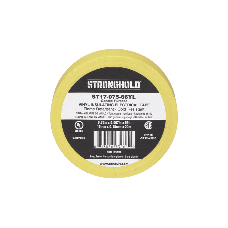 Cinta Eléctrica STRONGHOLD para Aislar, de PVC 20.12m de Largo Color Amarillo ST17-075-66YL - SILYMX