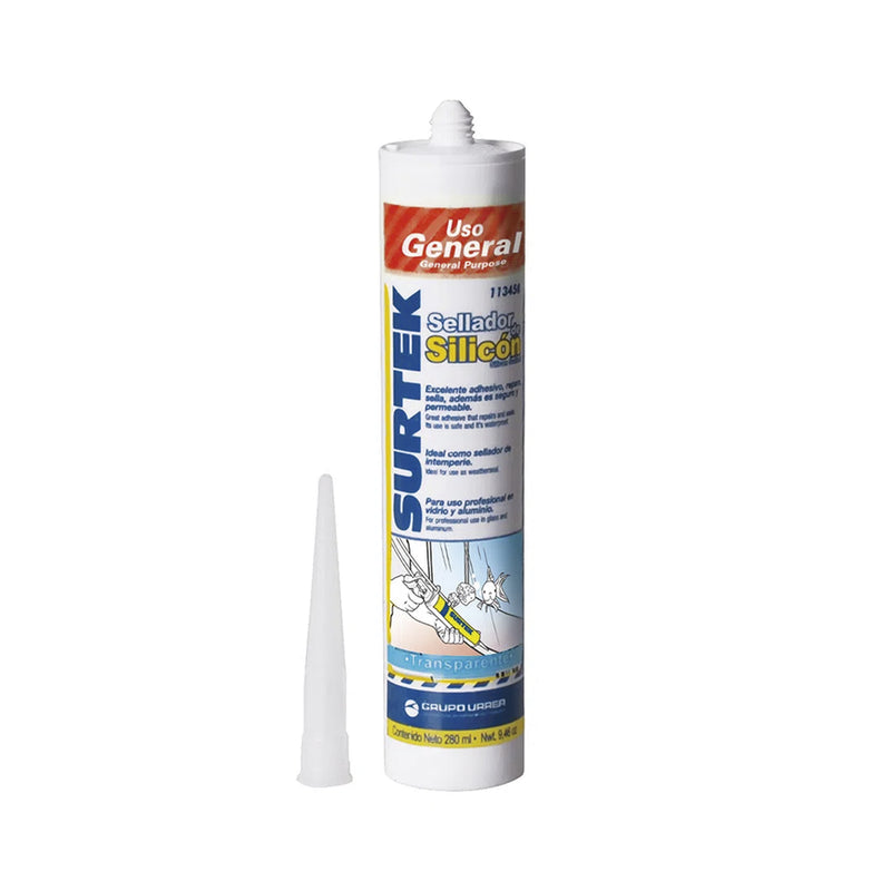 Silicón Sellador Transparente de Uso General 280 ml SURTEK SYS-113-450 - SILYMX