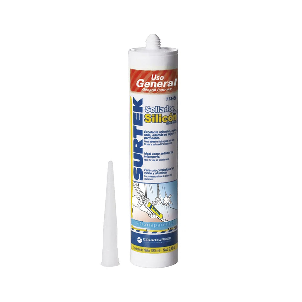 Silicón Sellador Transparente de Uso General 280 ml SURTEK SYS-113-450 - SILYMX