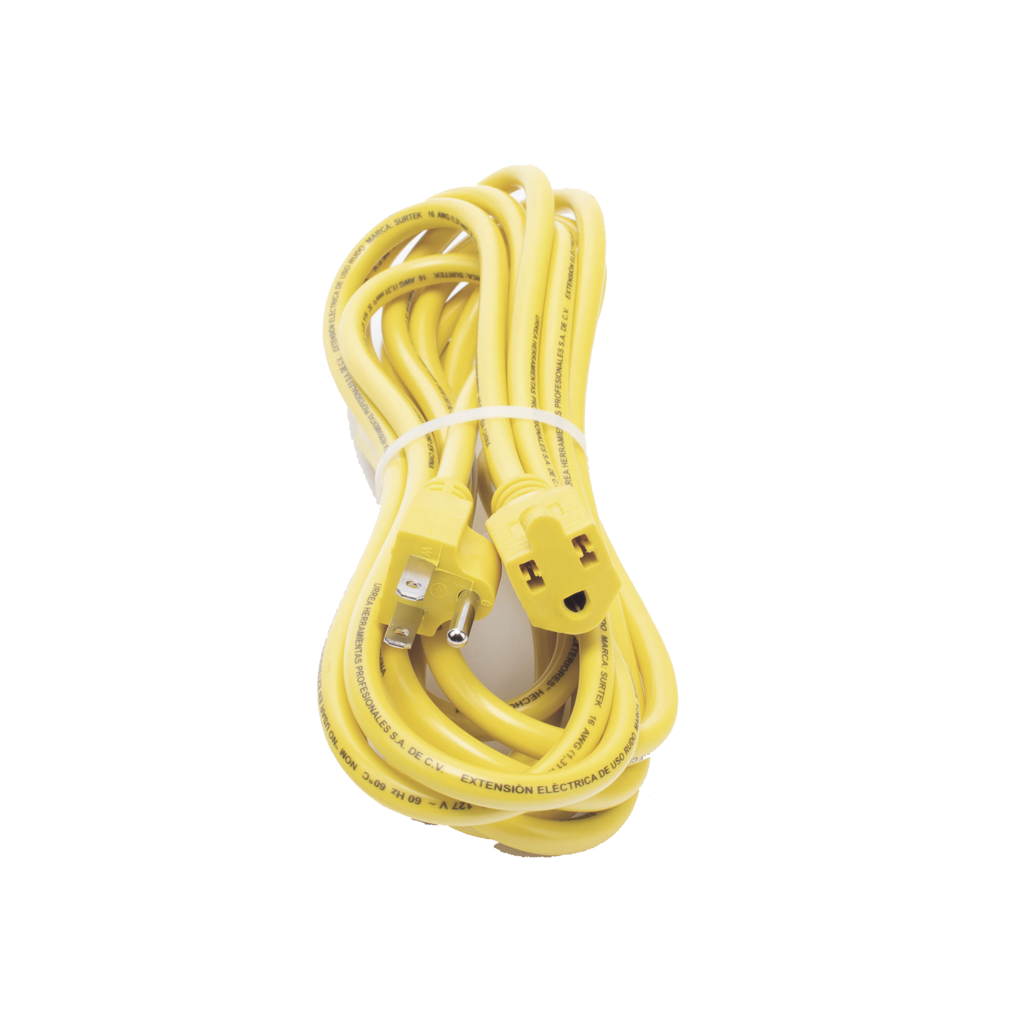 Extensión Eléctrica de Uso Rudo Aterrizada 5 metros /127 V CA 10 A Máximo Color Amarillo SURTEK SYS-136171 - SILYMX