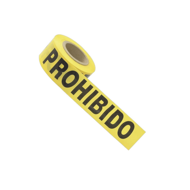 Cinta para barricada "PROHIBIDO EL PASO" de 100 m y ancho de 3 in SYS-137299