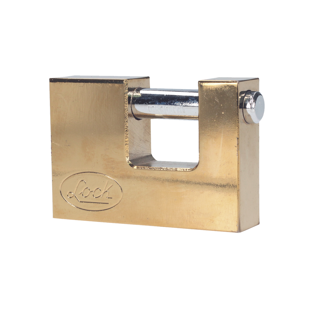 Candado de acero para Cortina Metálica Medida 70 mm Acabado Latón Brillante Nivel de Seguridad 6 Llave Estándar SYS-L22-C70-ELBB