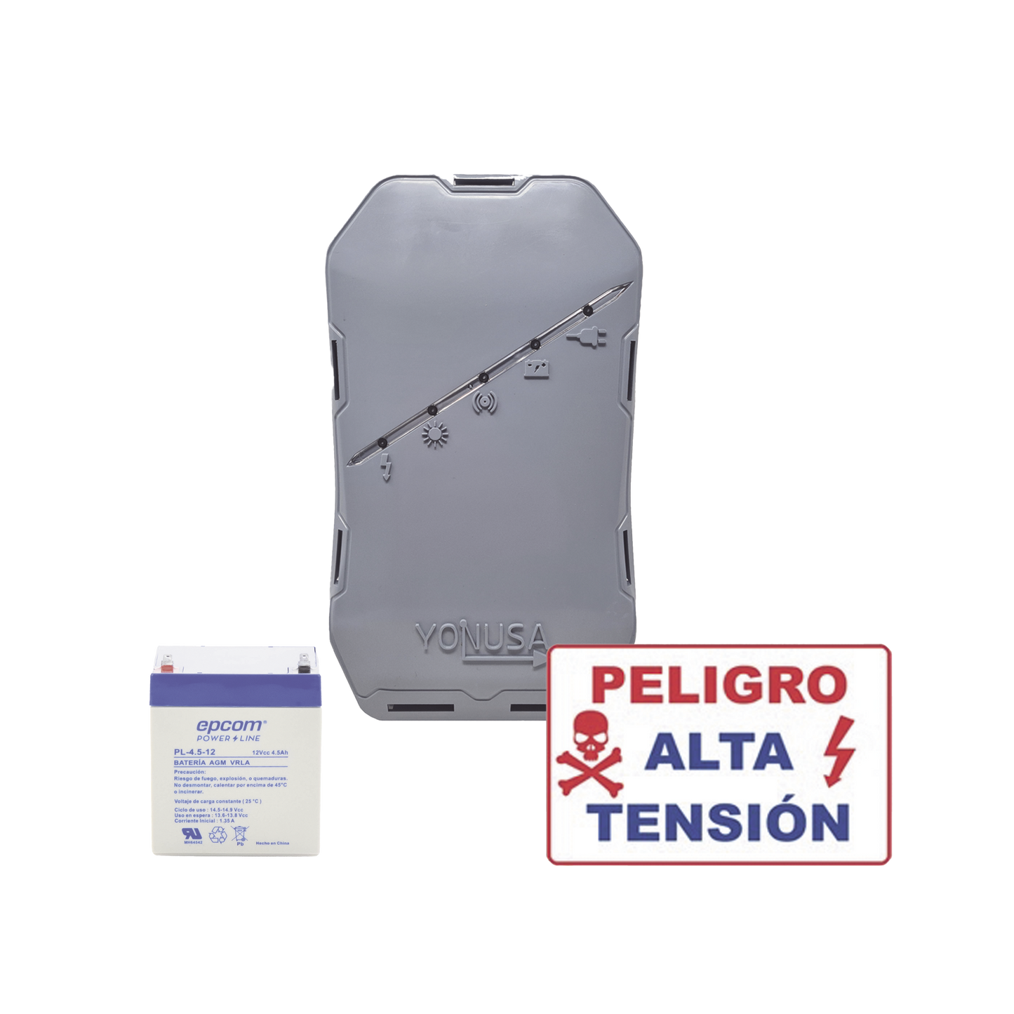 Energizador de Cerca Eléctrica / 12,000 V / 0.5 Joules / 500 m (1,640 ft) Lineales / Batería de Respaldo 4 Días / Compatible Solar 12 VCC