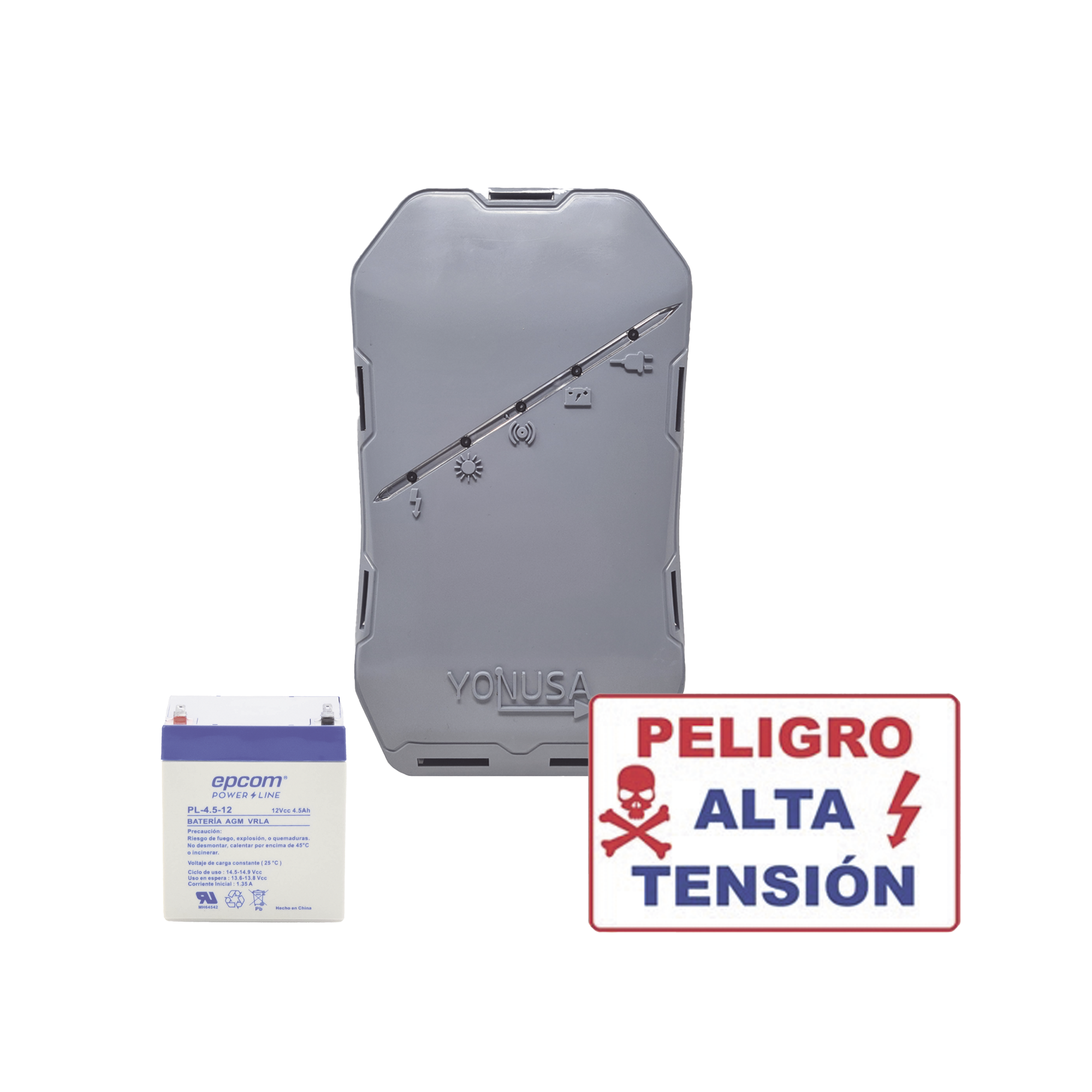 Energizador de Cerca Eléctrica / 12,000 V / 0.5 Joules / 500 m (1,640 ft) Lineales / Batería de Respaldo 4 Días / Compatible Solar 12 VCC
