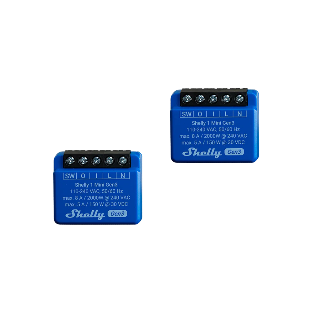 Mini Relevador Inalambrico Inteligente WiFi 1 Salida Contacto Seco 16A Compatible Alexa Google Home Shelly SHELLY1MINIGEN3X2