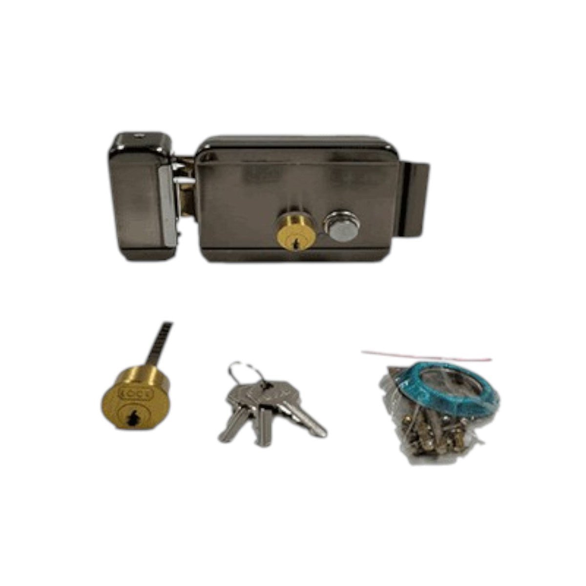 Cerradura Eléctrica Derecha Carcasa Metálica Apertura con Botón y Llave ABK-702B-R - SILYMX