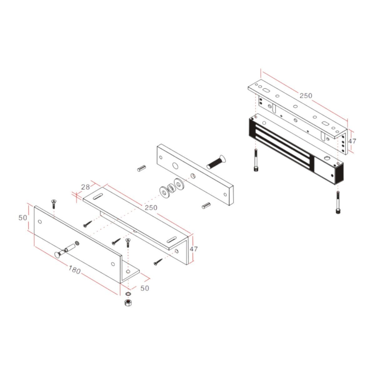Cerradura Magnética para Control de Acceso Fuerza de Sujeción de 350 kg 800 lb Para puertas de madera vidrio y metálicas IP68 para uso exterior e interior YM-350W-S - SILYMX
