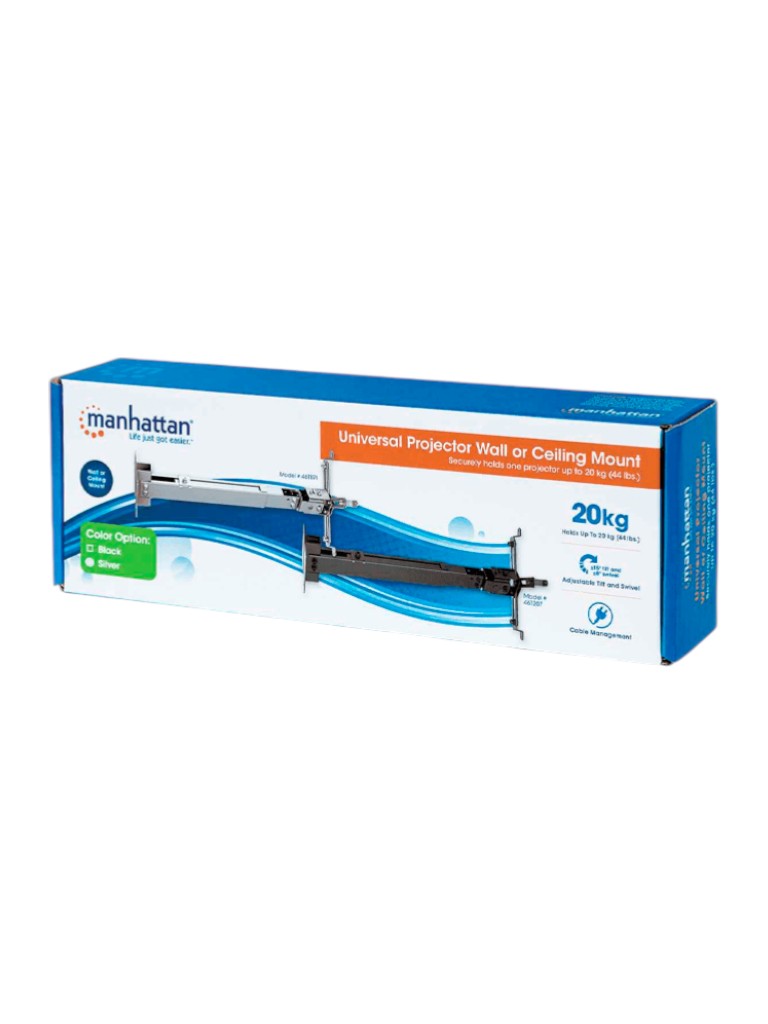 Soporte de Proyector MANHATTAN 461191 · Techo/Pared · 20 kg · Ajuste de Altura · Articulado - SILYMX