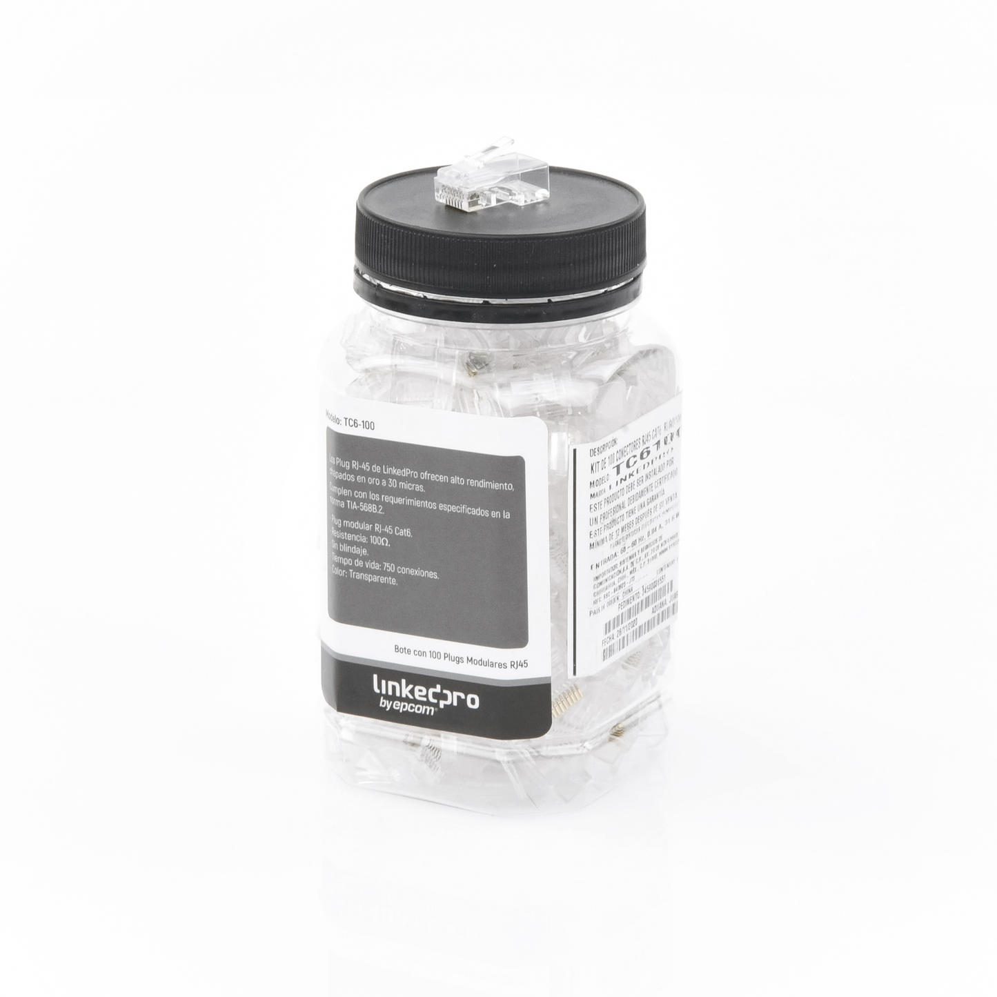 Bote con 100 Piezas de Plug RJ45 Cat6 sin Blindaje Chapado en Oro 30 Micras | TC6-100 - SILYMX