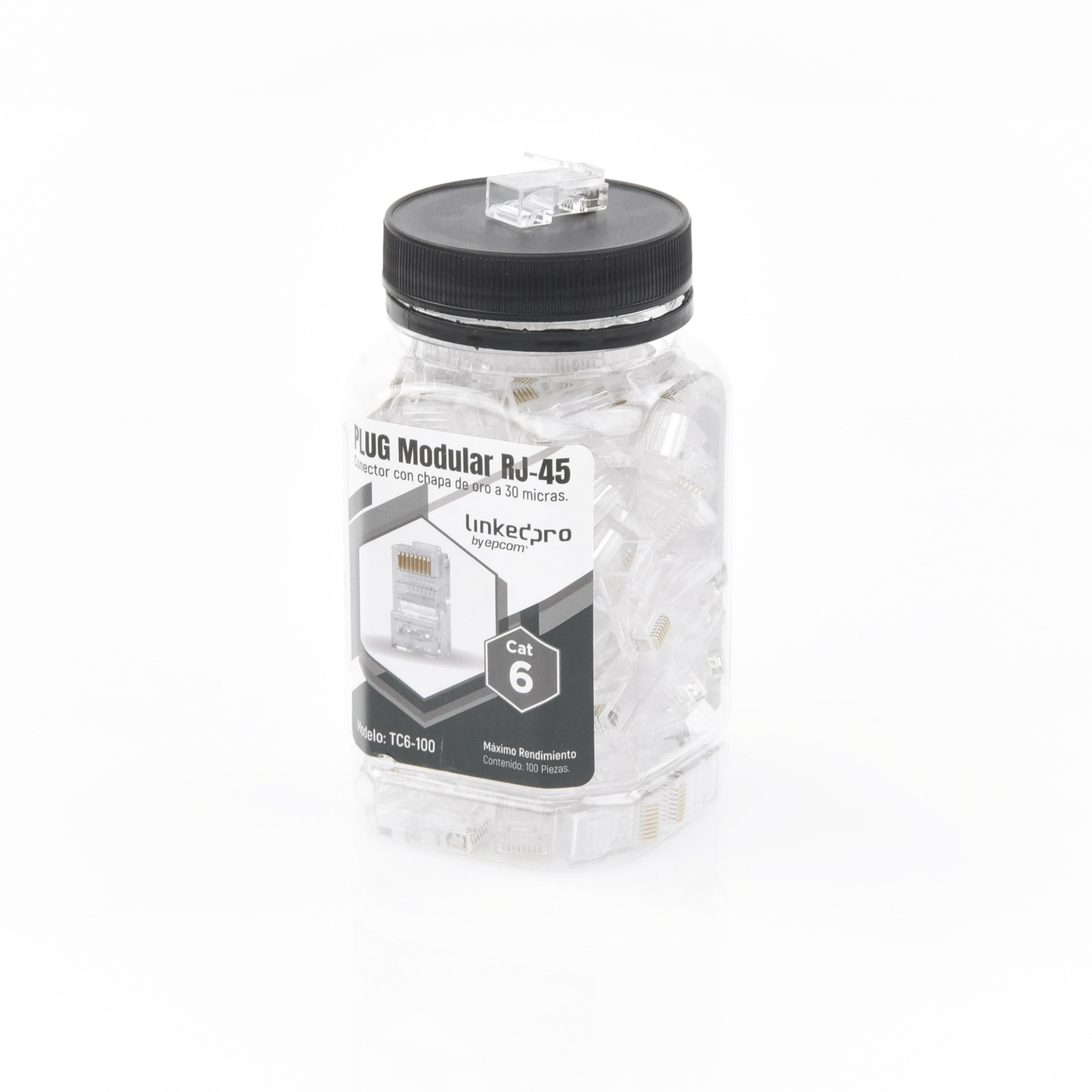 Bote con 100 Piezas de Plug RJ45 Cat6 sin Blindaje Chapado en Oro 30 Micras | TC6-100 - SILYMX